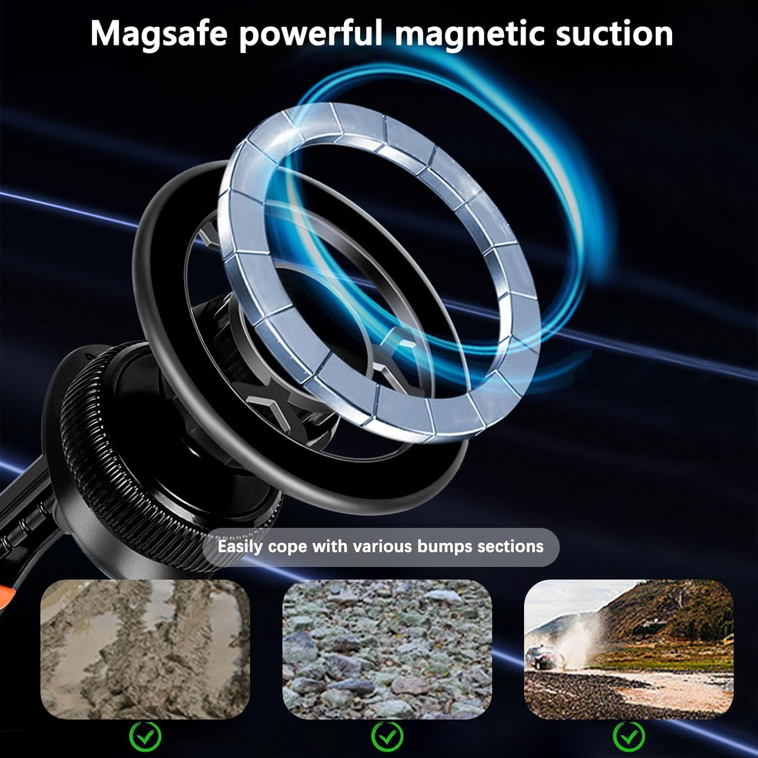 GUAGUA Strong Magnetic Car Phone Holder for Air Vent, for Magsafe Car Mount with 360&deg; Rotation, Universal Compatibility for Iphone and Android Phones, Ideal for Car Travel,Black image number 6