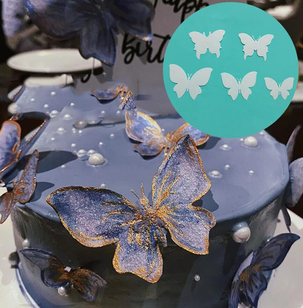 50Pcs Edible Wafer Cupcake Toppers Cake DIY White Blank Butterfly Cake Decoration Birthday Mix Size & White Colour