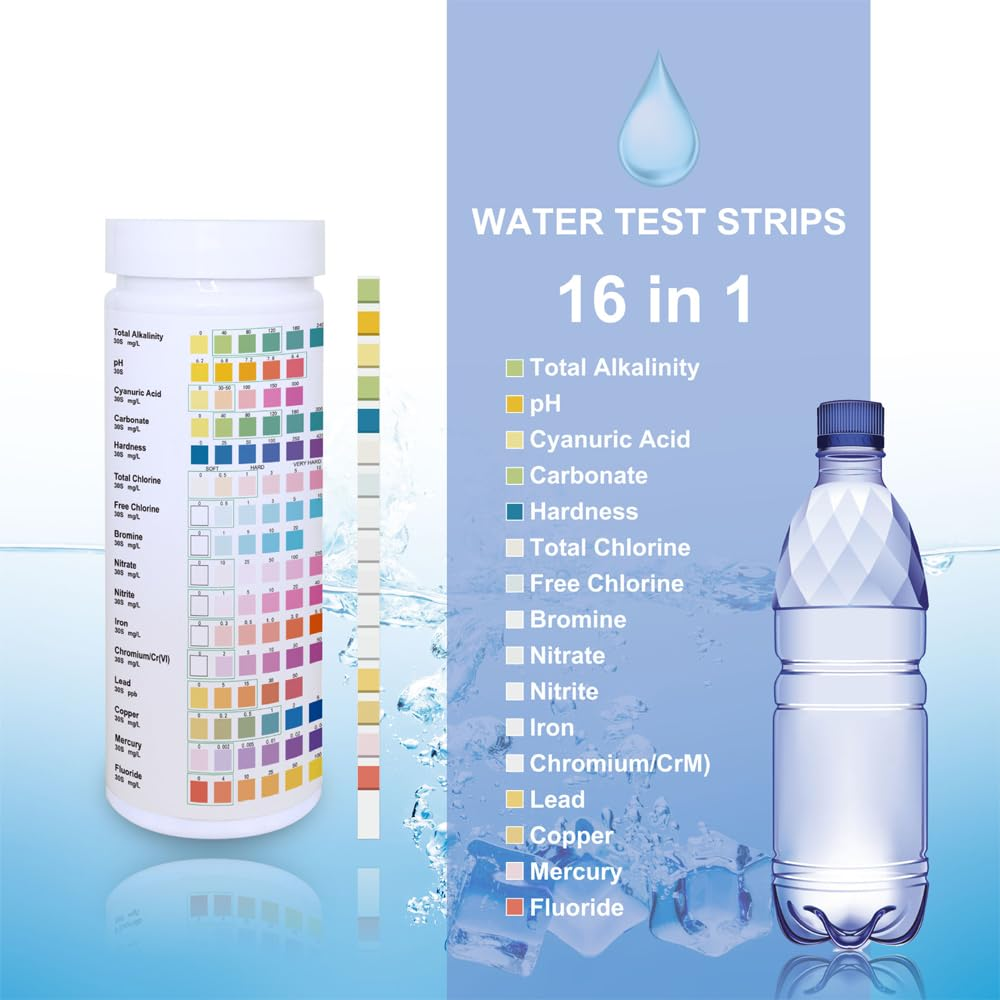 Suithink High Sensitivity Water Testing Kits-16 in 1 Complete Water Test Kit for Detecting Ph, Lead, Iron, and Many Other Substances in Aquarium Water, Swimming Pool Water and Well Water image number 1