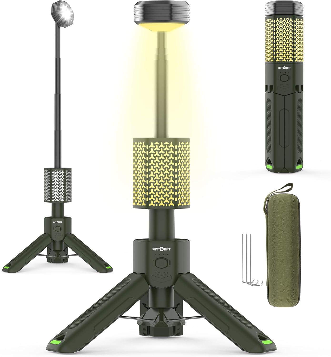 Telescopic Camping Light, Portable Collapsible Magnetic Camp Lantern Rechargeable,10500Mah Telescoping IP67 Waterproof Flashlights, Outdoor Gear for Emergency, Camping, Hiking (Army Green) image number 5