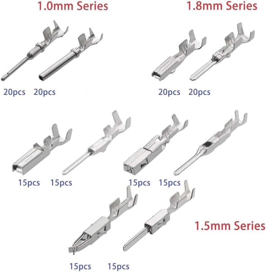 340Pcs 1/1.5/1.8/2.2/2.8/3.5Mm Terminal Pins Wire Harness Pin Male Female Automotive Electrical Connector Kit Car Wire image number 1