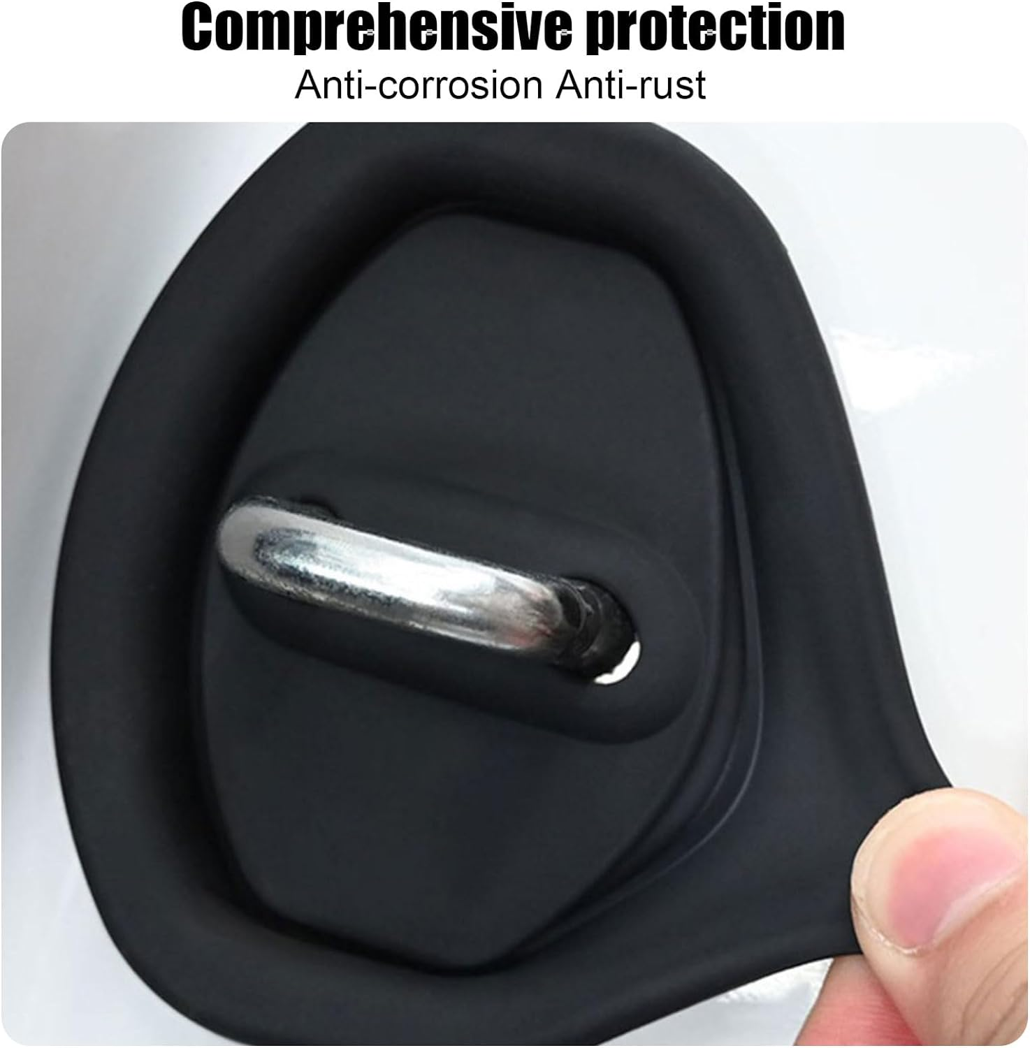 4 Pack Silicone Durable Car Latch Protective Cover, Universal Door Lock Protection Pad, Silent Shock Pads Doors Locks Guard Stopper Set for Car Accessories(Black) image number 4