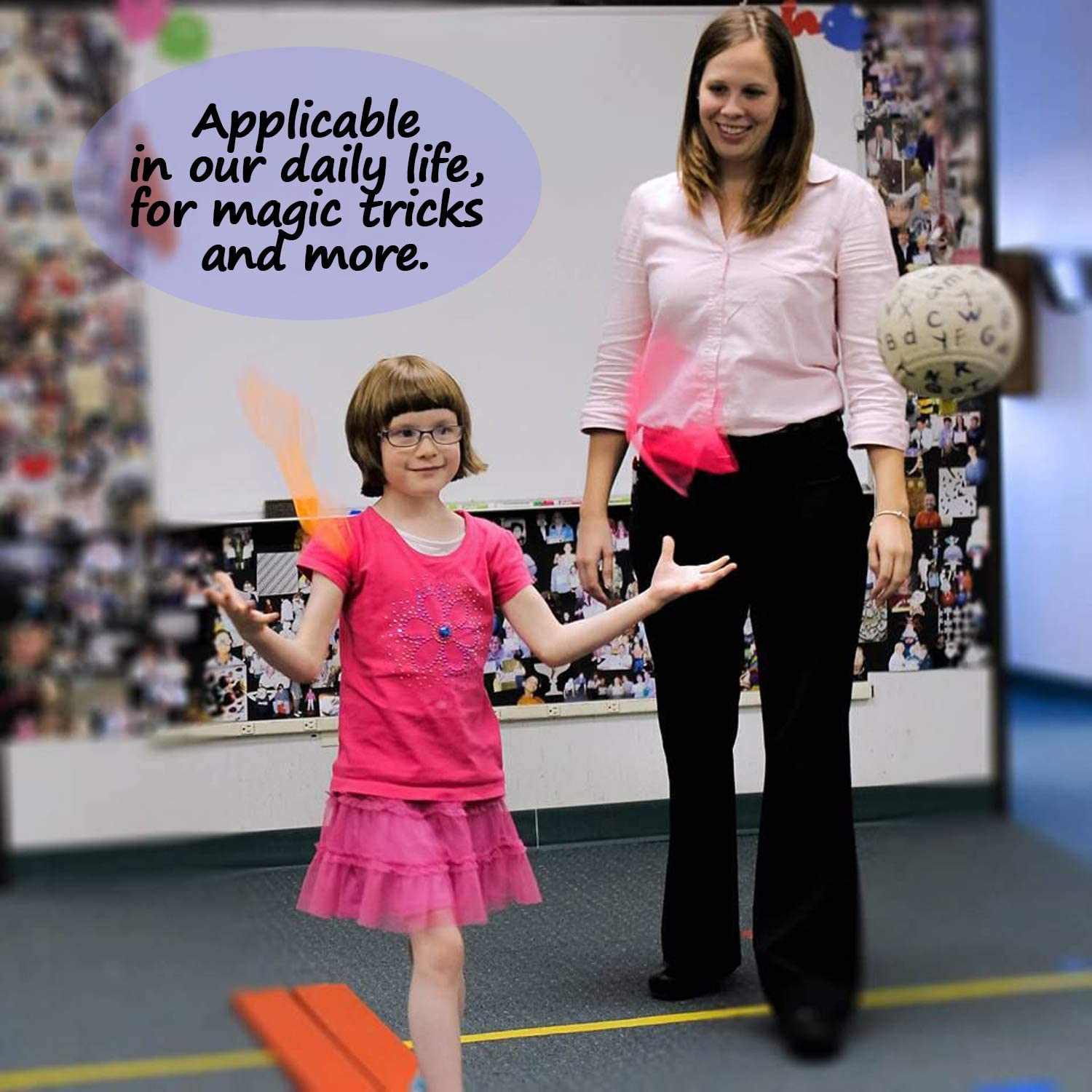 Novelty Place Dance & Juggling Scarves (12PCS) - Silk Square Scarf with Hemmed Edges - Easy Clean Ideal Performance Props Accessories - 6 Colors(24" X 24") image number 5