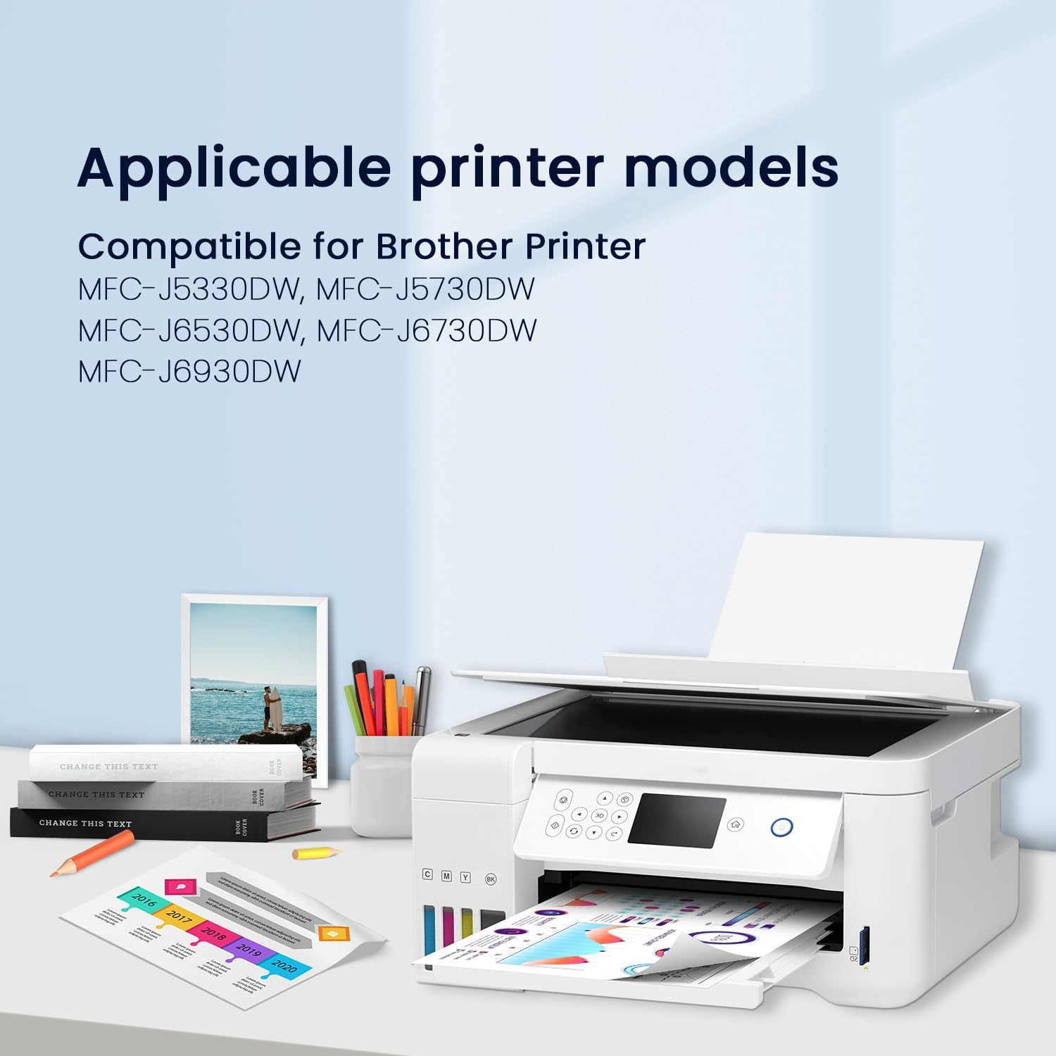 4-Pack High Yield Compatible Ink for Brother LC3319XL LC3319 LC-3319XL Ink Cartridges for Brother MFC J5330DW, J5730DW, J6530DW, J6730DW, J6930DW,1 Black, 1 Cyan, 1 Yellow, 1 Magenta image number 6