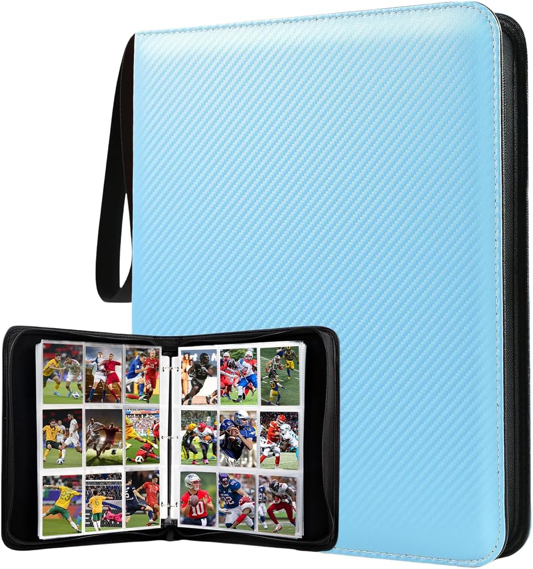 9 Pocket Premium Zip Trading Card Binder - 720 Double Sided Pocket PU Collection Album for MTG, TCG, Sports Cards (Carbon Black)