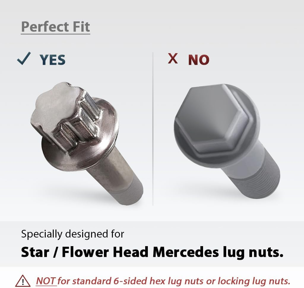 FIRSTINFO B29202 1/2" Drive Protective Lug Nut Impact Socket for Mercedes Benz with 17Mm Convex, Flower Head Lug Nuts image number 1