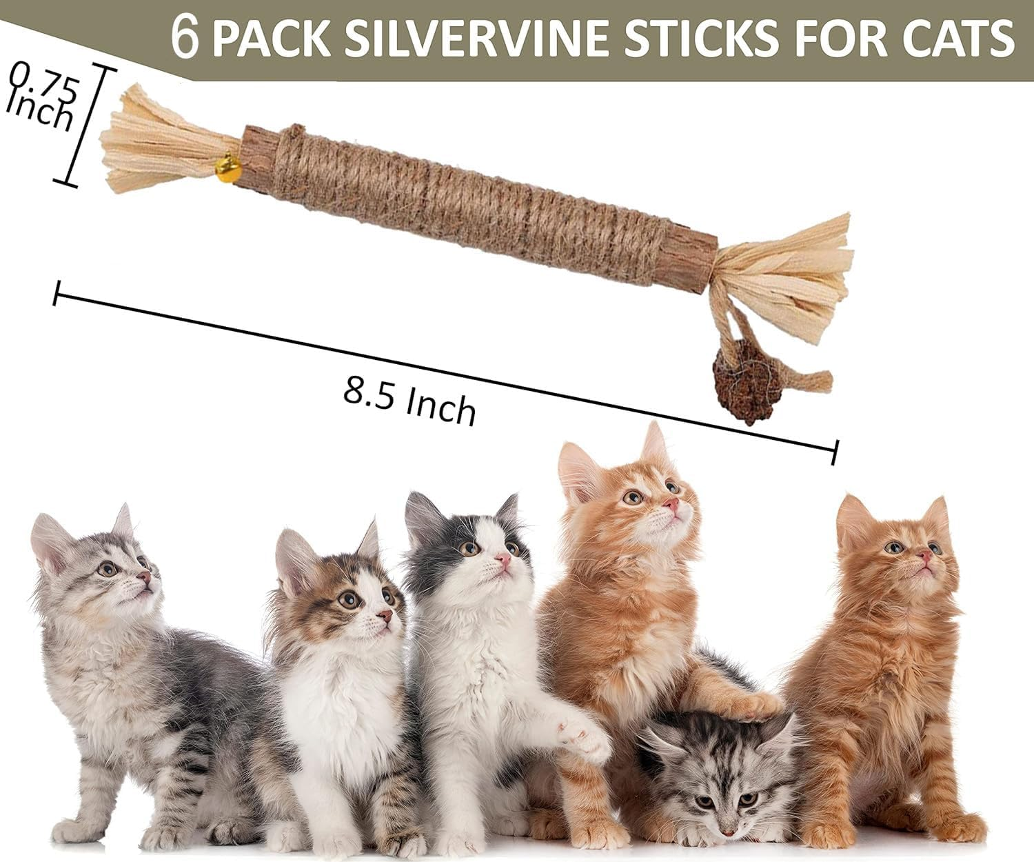 Catnip Toys 6 Pcs Silvervine Chew Stick Natural Silvervine Blend Sticks Cat Nips Interactive Kitten Dental Toy for Kittens Teeth Cleaning Indoor Cats image number 3