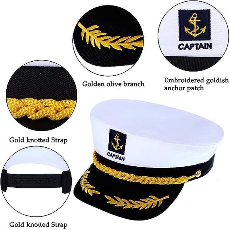 Yacht Captain Hat and Sunglasses with Case, Costume Accessory for Navy Masquerade Party, Marine Admiral Adjustable Hat Yacht Boat Ship Sailor Accessories Set image number 3