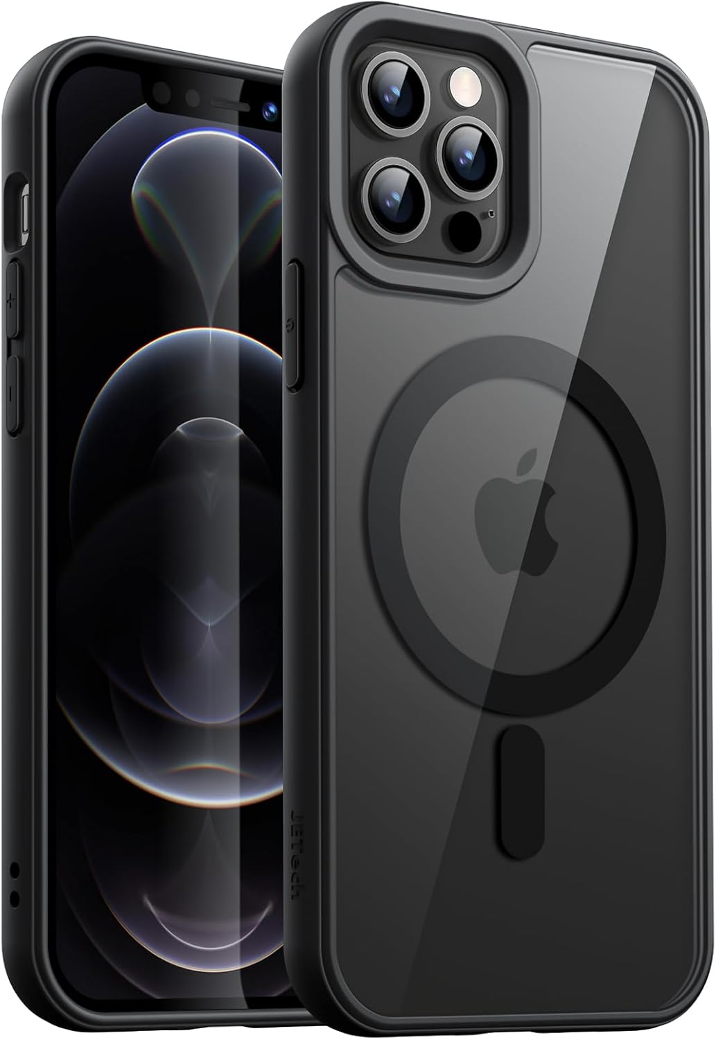 Jetech Magnetic Case for Iphone 12/12 Pro 6.1-Inch Compatible with Magsafe, Shockproof Phone Bumper Cover, Solid Color Matte TPU Frame, Anti-Scratch Clear Back (Purple)