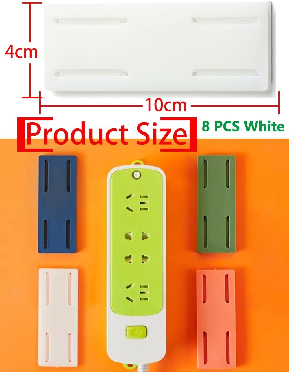 8 PCS Self-Adhesive Desktop Socket Fixers, Adhesive Punch-Free Socket Holders, Holder Fixers, Wall-Mounted Power Strip Holders Mounts, Socket Organizers, Socket Fixers for Kitchen Home Office (White) image number 5