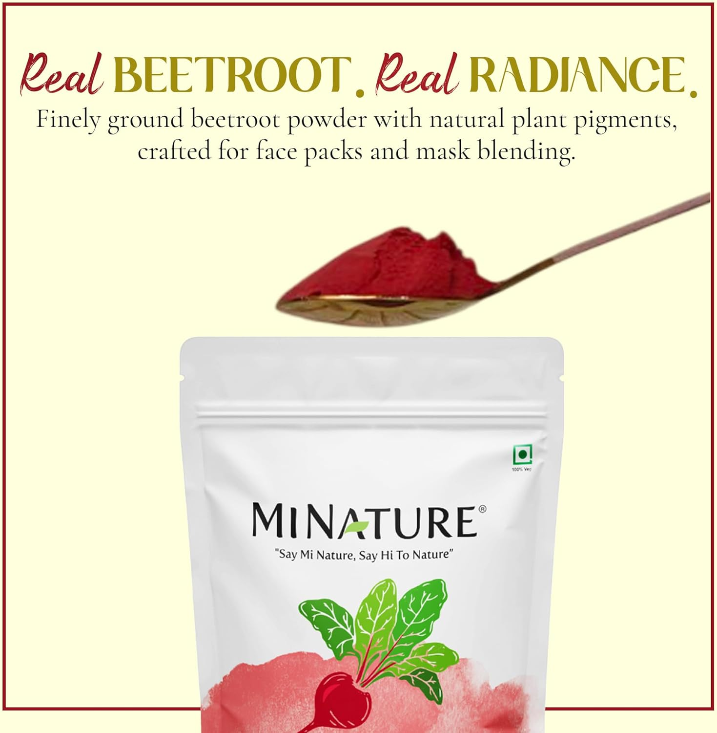 Mi Nature 100% Pure Beetroot Powder (Beta Vulgaris) - 100G (3.5Oz) | Spray Dried Formula DIY Skin & Hair Masks | Gluten Free for Smoothies image number 5