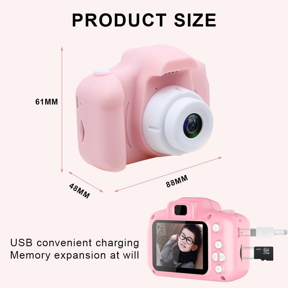 Kids Camera, Kids Digital Camera, Rechargeable with 32G Sd Card. Portable Child Digital Video Camera, Kids Camera Toys for 3-12 Years Old Boys Girls. Ideal for Christmas, Birthday Gifts Pink image number 3
