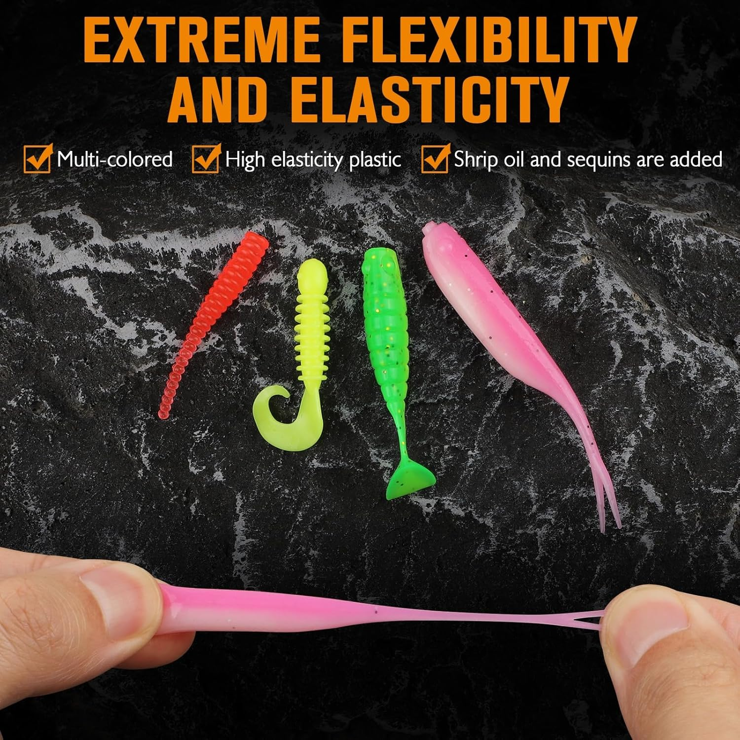 Dovesun 110Pcs Crappie Lures with Jig Heads Hooks Kit- Soft Plastic Grubs-Tubes Bait 80Pcs 1/8 1/16 1/32 Oz 30Pcs Crappie Jigs Fishing Lures Kit for Saltwater Freshwater Fishing /(120PCS-95PCS) image number 5