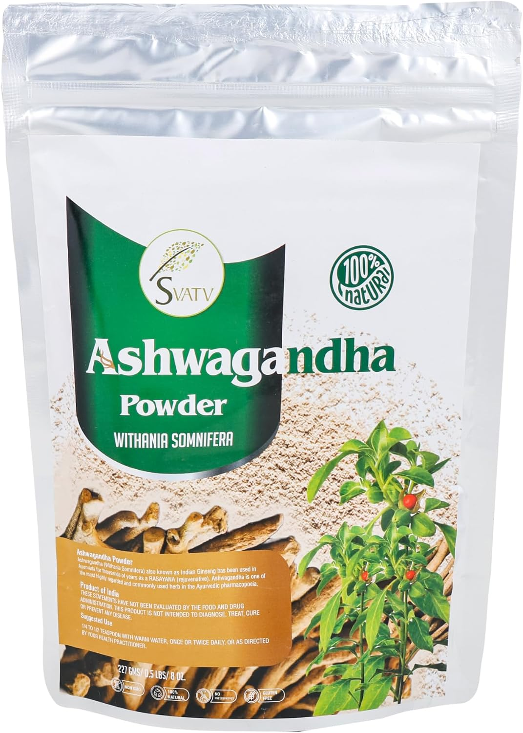 SVATV Ashwagandha Powder | Indian Ginseng | Withania Somnifera | Raw from India | 227G Half Pound image number 4