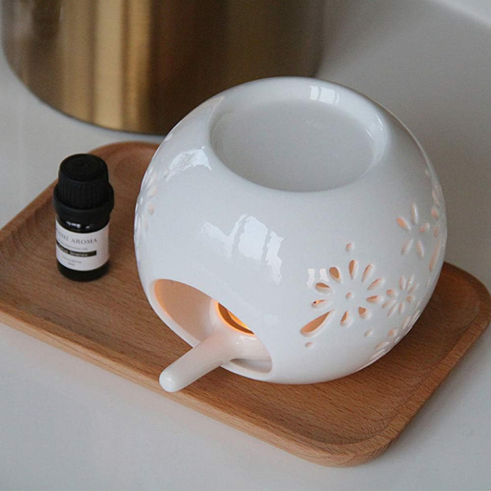 Scented Candle Fragrance Melter Tea Light Holder,Ceramic Oil Burner Wax Melt Burner,Aromatherapy Essential Oil Diffuser Candle Holder for Home Decor Meditation image number 4
