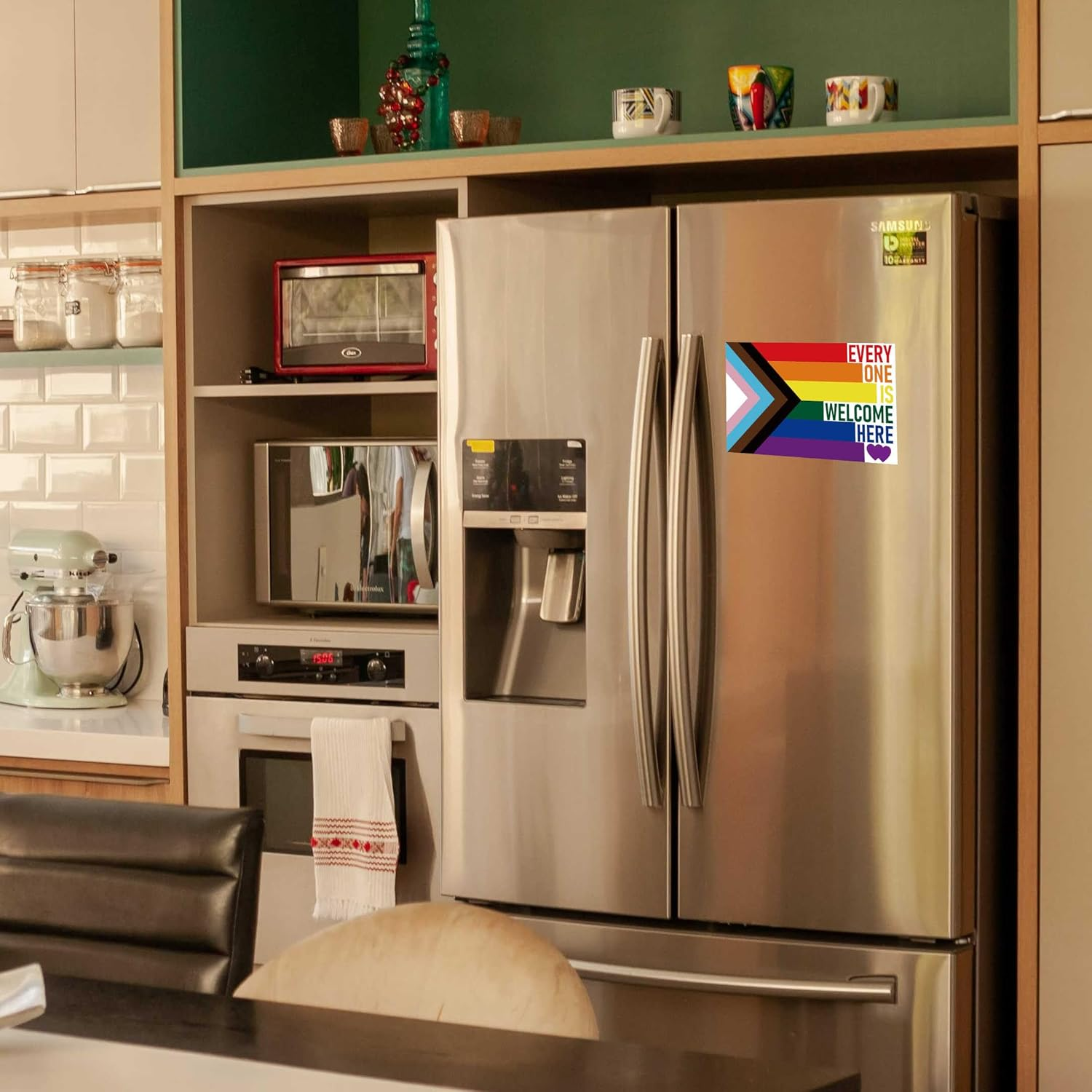 5 PCS Everyone Is Welcome Here Progress Pride Flag Sticker,Lgbtq Rainbow Banner Decal for Car Bumper Window Laptop image number 4