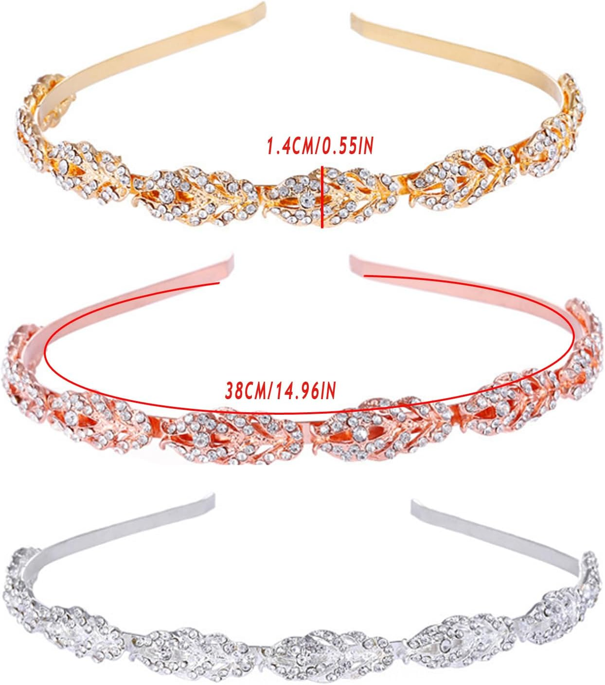 Bridal Headpiece Wedding Headband Fashion Shiny Crystal Headband Headwear Rhinestone Beaded Hair Band for Women (Pink)