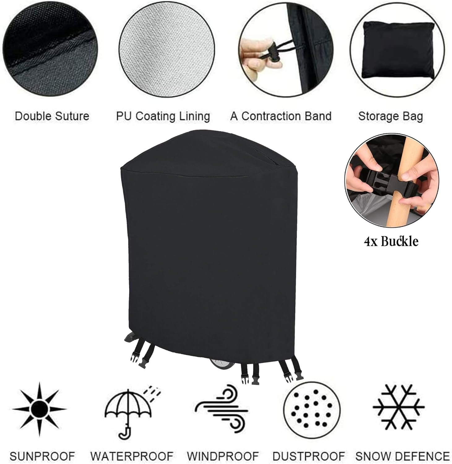 Extended BBQ Cover Outdoor Waterproof BBQ Grill Cover for Weber Q100 Q1000 Q1200 Q200 Q2000 Q2200 Series Grills with the Q Portable Cart - Longer Barbecue Cover for Weber 7113-81.28X43.18X96.52Cm image number 1