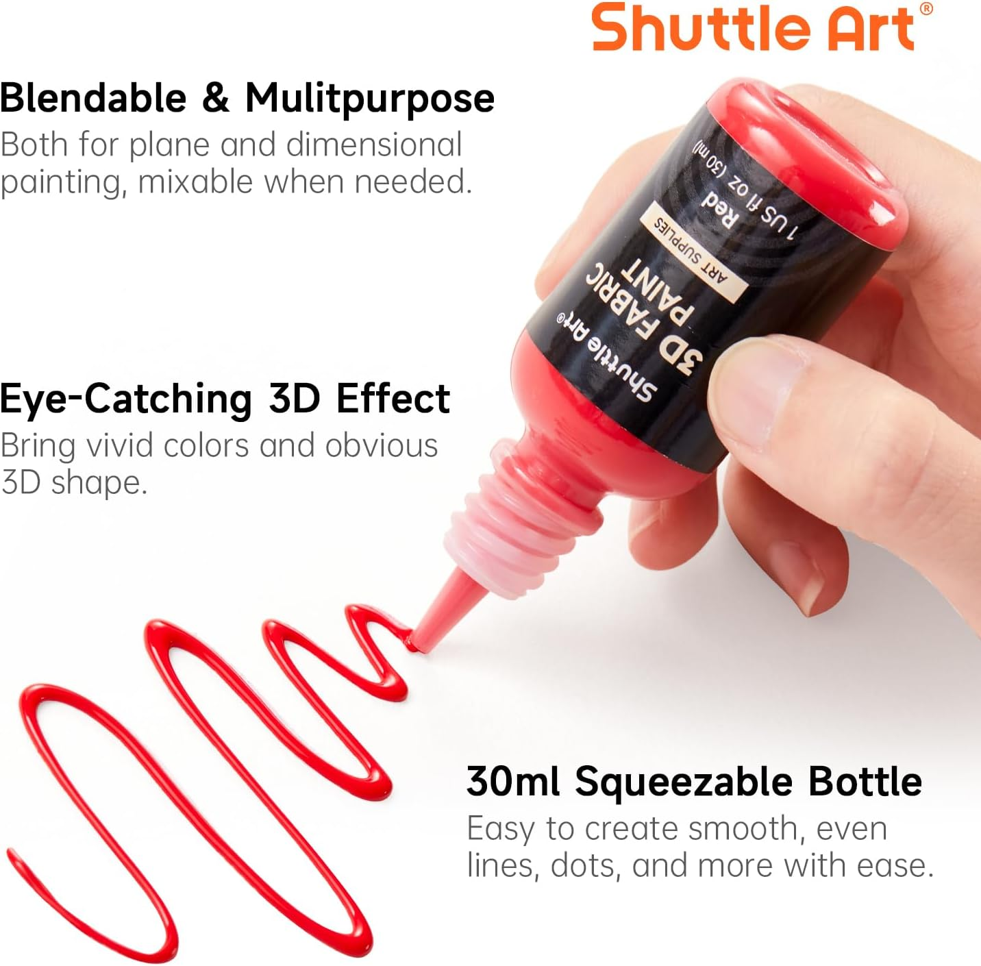 Shuttle Art Fabric Paint Set, 45 Colors 3D Permanent Paint with Brushes Palette Pen Fabric Sheet Stencils, Glow in the Dark, Glitter,Metallic Colors for Textile Fabric T-Shirt Jeans Glass image number 1