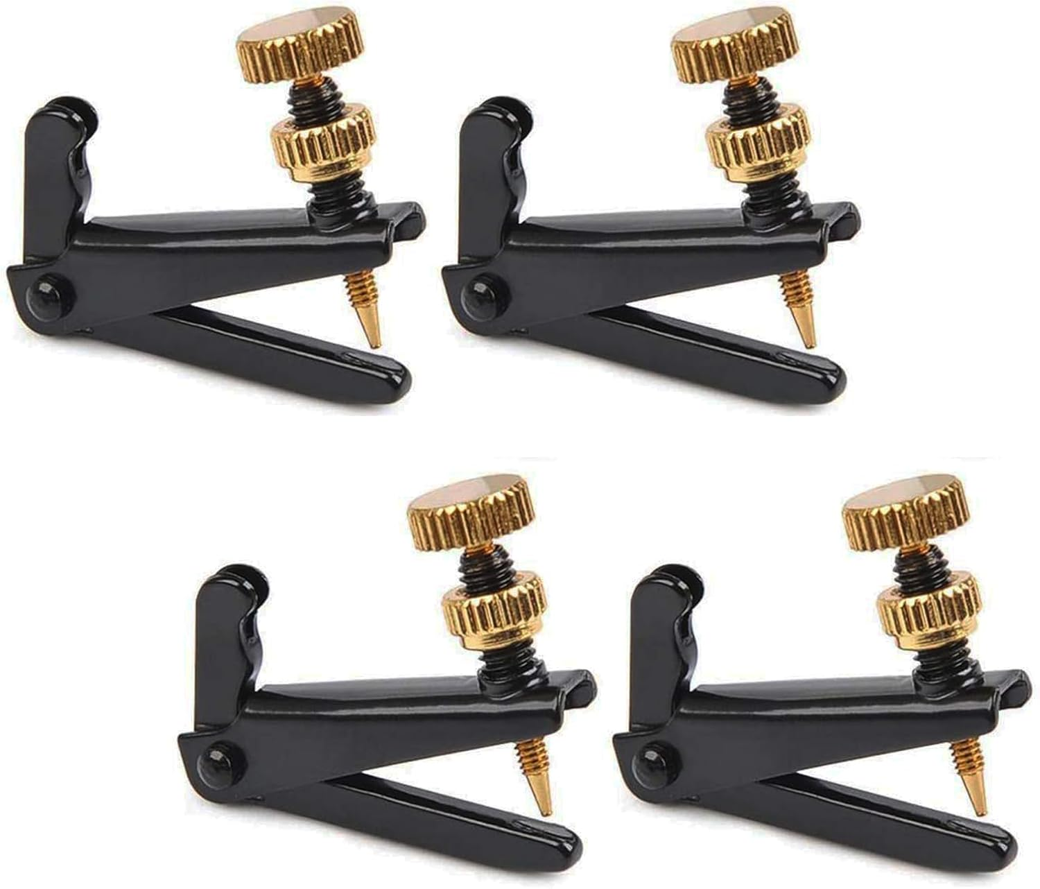 Violin Fine Tuners for 4/4-3/4 Violin, Stainless Metal String Spinner Adjuster, Nickel Plated anti Rust, 4 Pcs Black/Gold image number 2