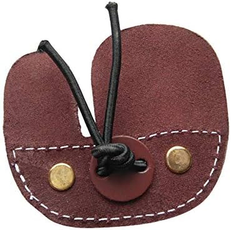 Cow Leather Archery Finger Tab Long Bow Hand Protector for Right Hand Brown image number 4