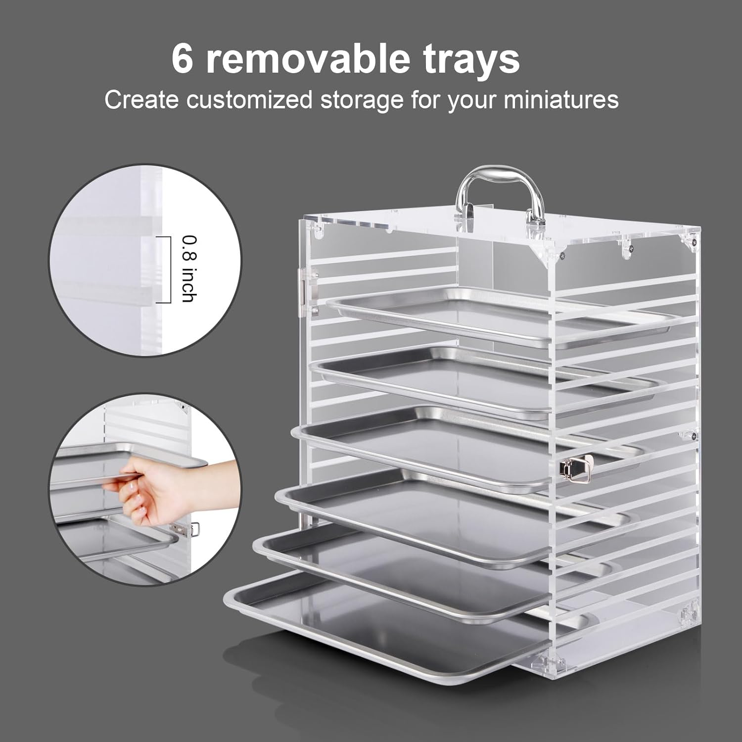 Miniature Carrying Case for Collectibles Miniatures Storage, Clear Acrylic Action Figure Display Case with Protective Door Compatible with Warhammer 40K,Dnd&More image number 2