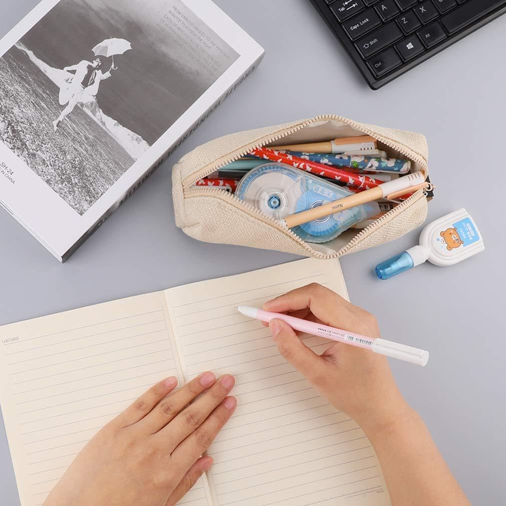 Cotton Linen Small Student Stationery Bag Coin Cosmetic Bag, 1PC Pink