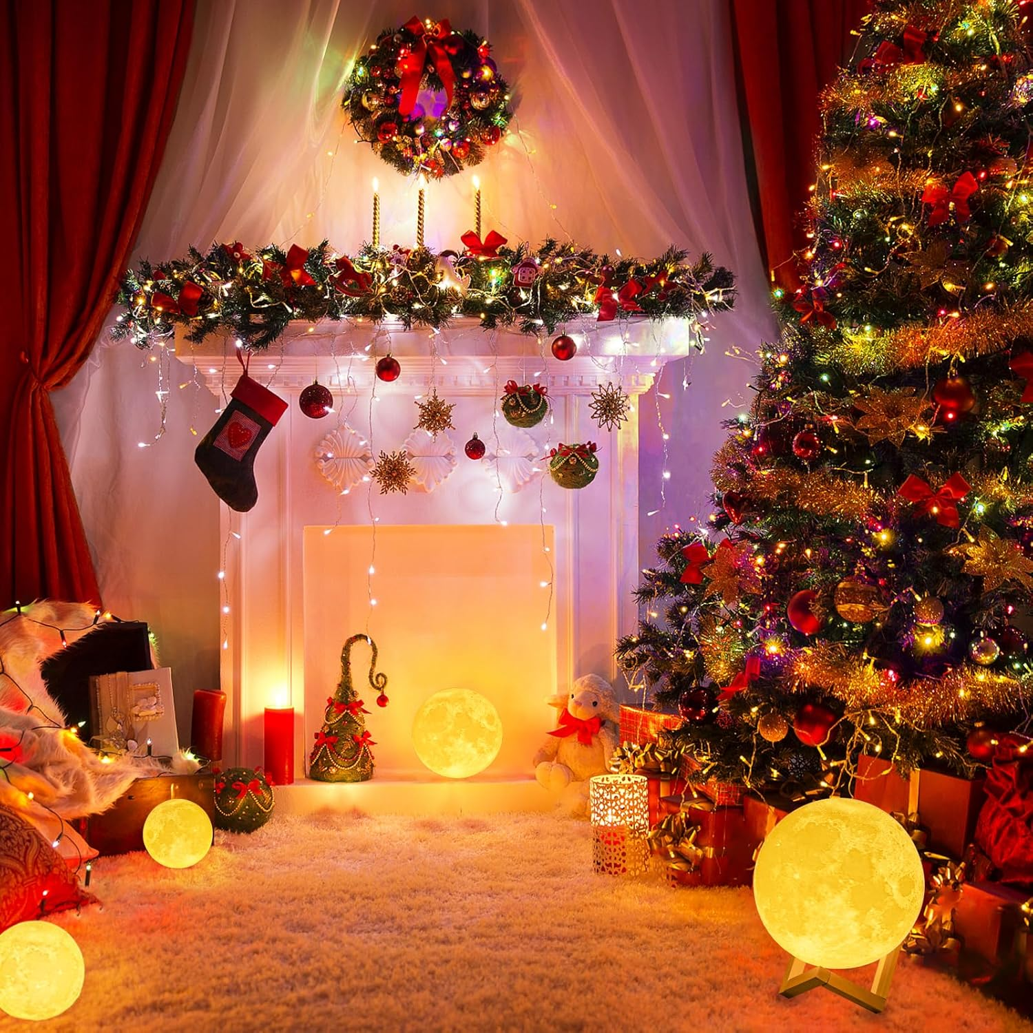 Moon Lamp Balkwan 4.7 Inches 3D Printing Moon Light Uses Dimmable and Touch Control Design,Romantic Funny Birthday Gifts for Women,Men,Kids,Child and Baby. Rustic Home Decor (4.7 Inches)