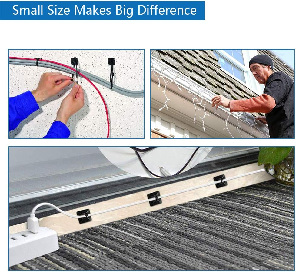 Self Adhesive Cable Tie Mounts - 3M Strongly Adhesive-Backed Zip Tie Base Holders for Home, Office Cable Wire Management(21Mm X 21Mm, White, 100Pack) image number 2