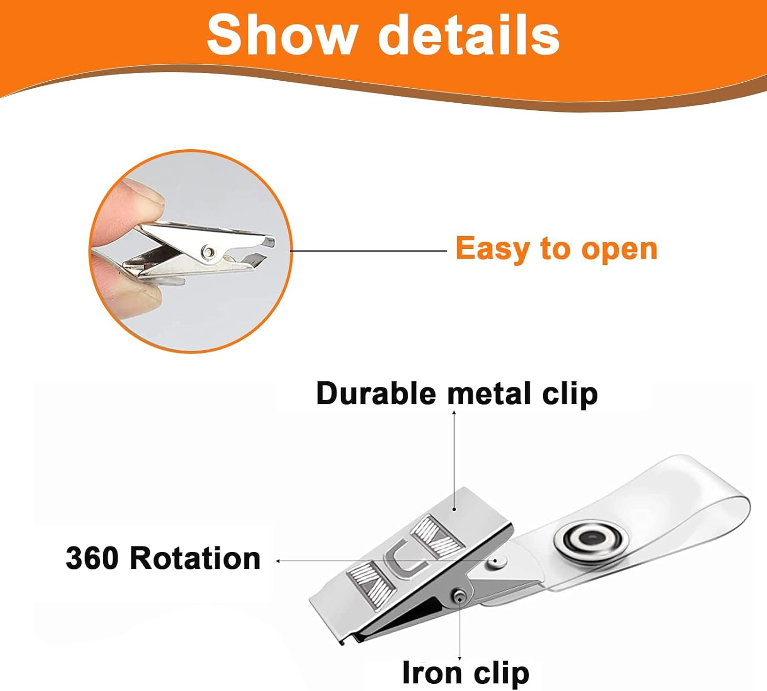 Badge Holder, 20 Set Horizontal ID Card Holder with Card Holder Lanyard Clips, Clear Plastic ID Holder, Waterproof Bus Pass Card Holder for Office School