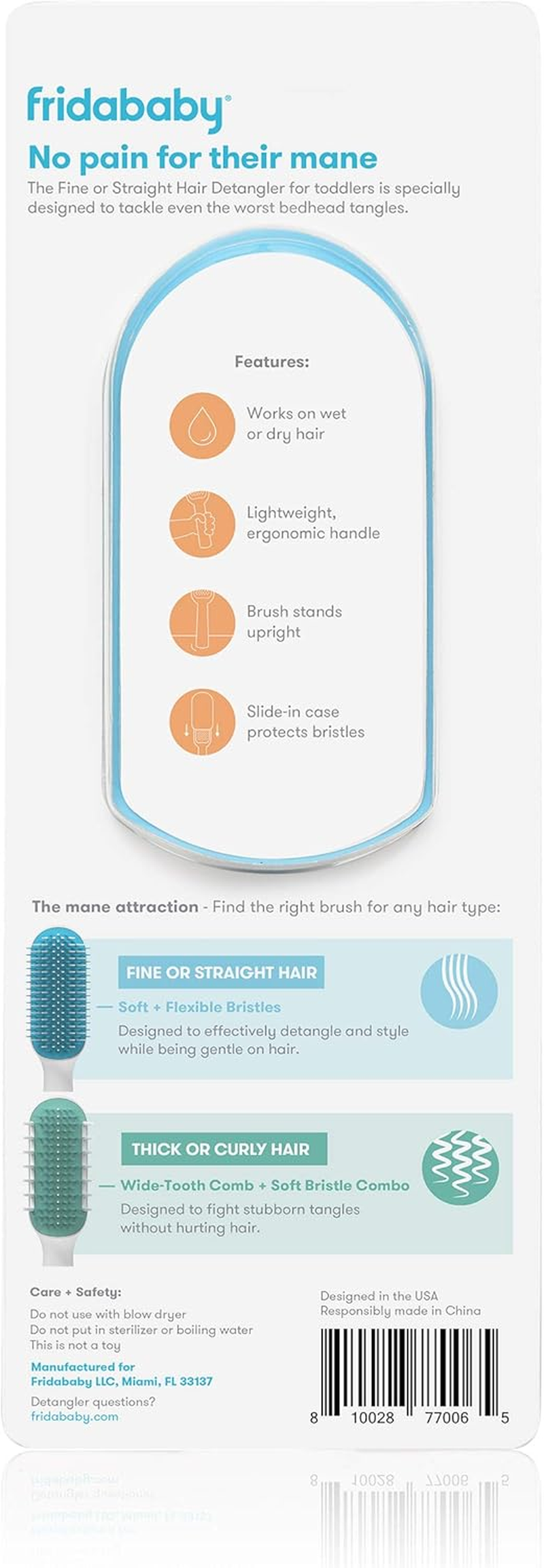 Frida Baby Fine or Straight Hair Detangling Kids Brush By image number 1