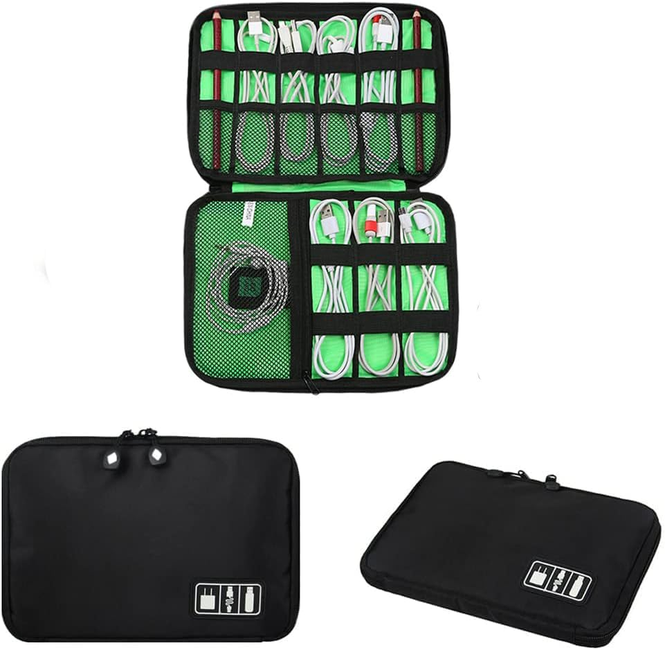 Cable Storage Bag,H HOME-MART Electronics Organiser Travel Compact Cable Organizer, Portable Cord Organizer, Cable Organiser Bag Tech Organiser for Electronics Accessories Usb/Sd/Charger Organiser image number 1