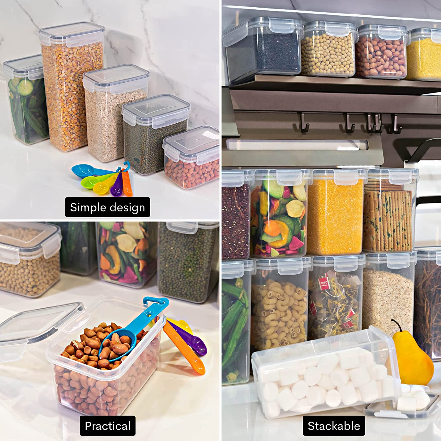 The Good Home &trade; Airtight Food Storage Set of 24 Pieces &ndash; Great for Dry Food, Cereal, Pet Food, Kitchen and Pantry Organiser with Labels, Pen and Spoon Set