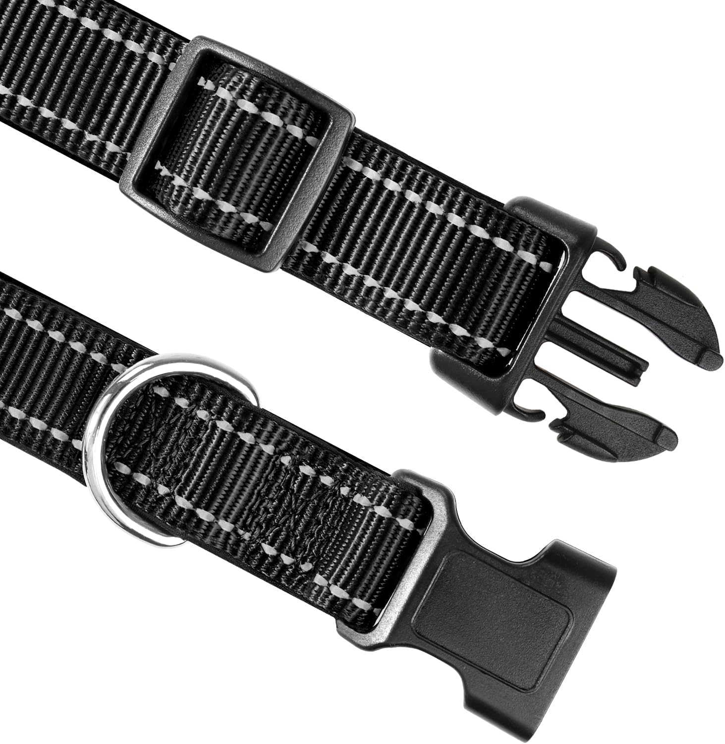 Reflective Dog Collar,Soft Neoprene Padded Breathable Nylon Pet Collar Adjustable for Small Dogs,Black (Medium (Pack of 1)) image number 3