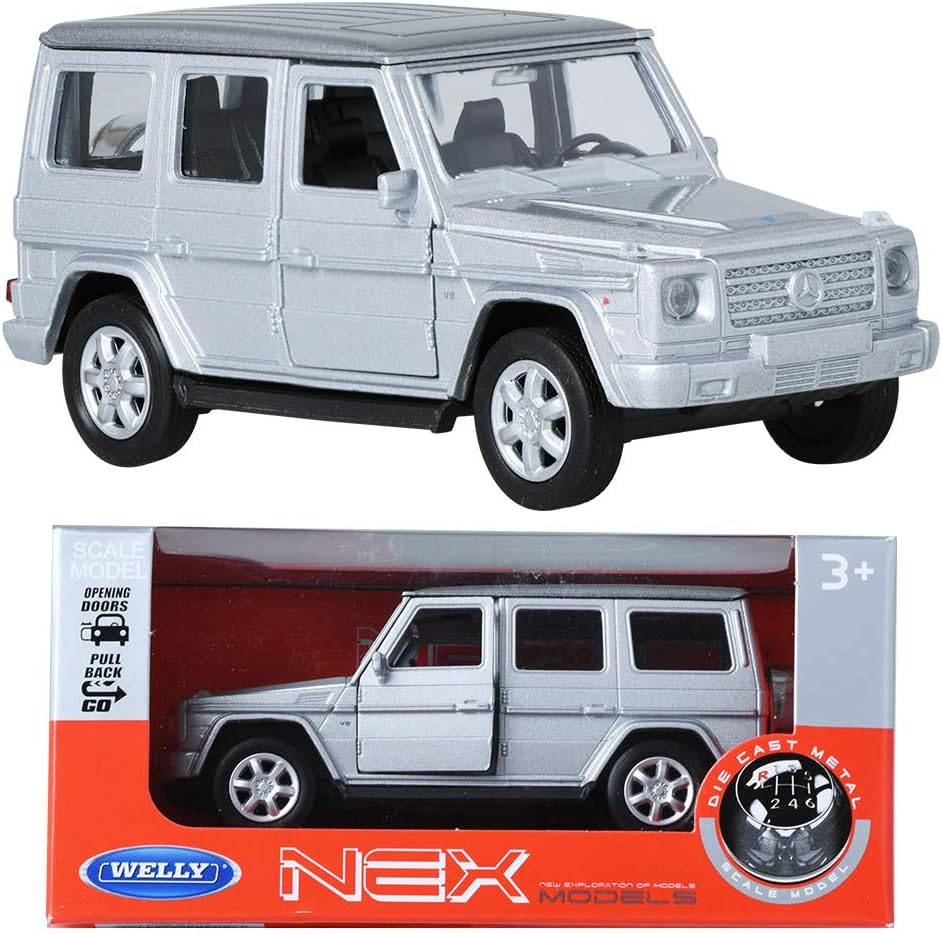 WELLY NEX Models 1:34 Mercedes-Benz G-Class Silver Die-Cast Metla Toy Miniature image number 1