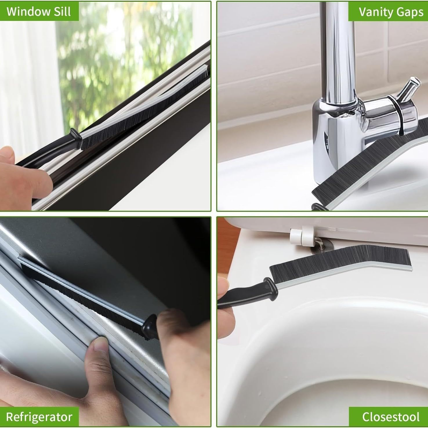 8Pcs Crevice Cleaning Brush Set - Hard Bristle Scrub Brush Kit for Bathroom & Kitchen, Multi-Surface Gap Cleaning Tools with Ergonomic Handle, Durable Cleaning Supplies for Tile/Window/Toilet image number 2