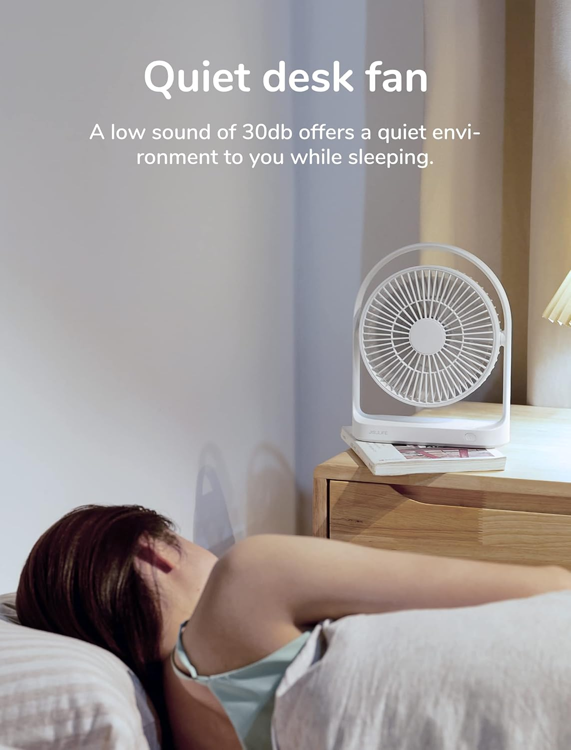 JISULIFE Desk Fan, Small Personal USB Desktop Fan with 4 Speeds, Quiet Operation Mini Portable Table Cooling Fan with Unique Design for Home Desktop Office Table Bedroom, Strong Wind, 330&deg;Rotate-White