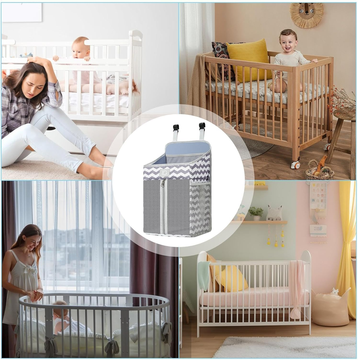 Hanging Nappy Stand - Nappy Stacker for Hanging Babies, Hanging the Nappy Caddy Organiser for the Changing Table | Nursery Organiser for Cribs, Hanging Nappy Organiser for Baby image number 1