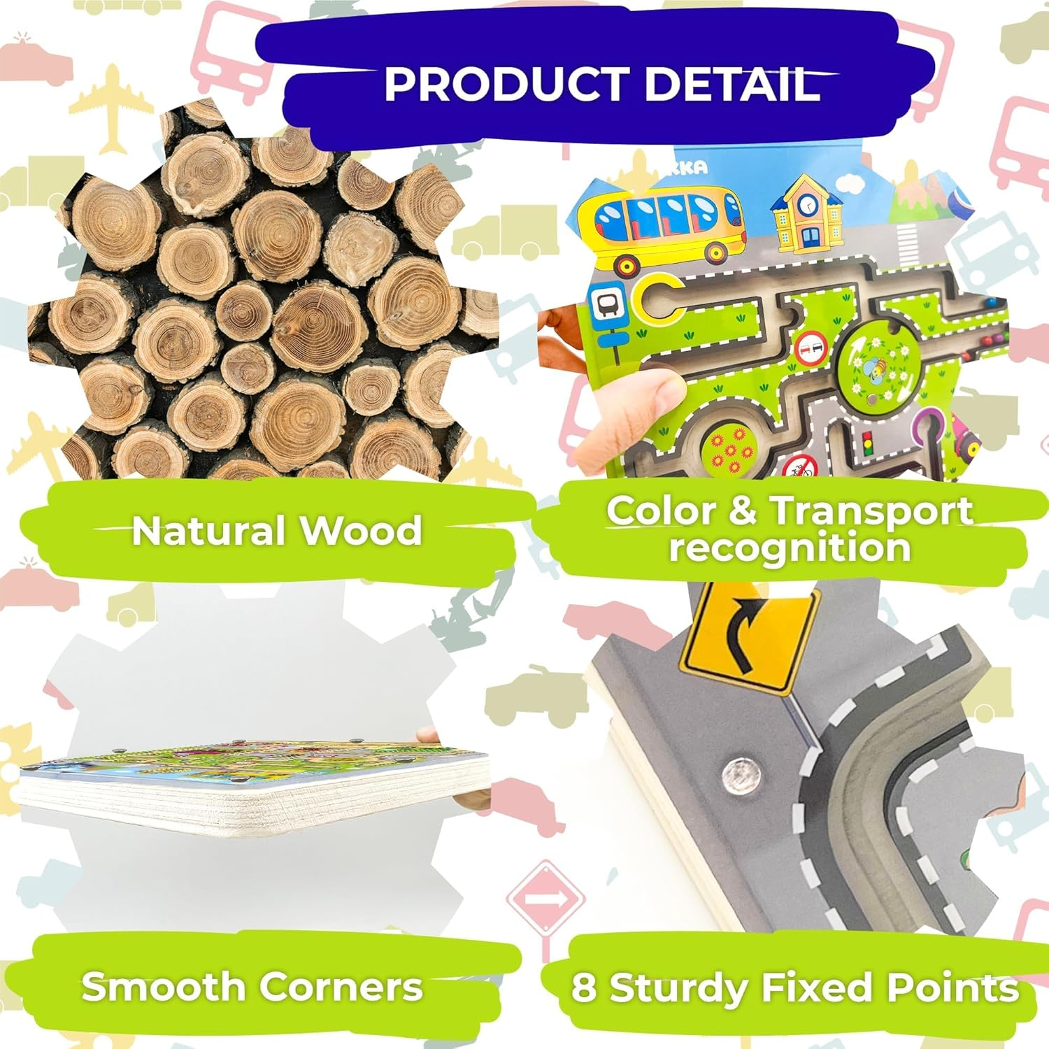 QUOKKA Learning Wood Maze Games for Kids Ages 3-5- VER.2 Improved - Nice Educational Car Activities for Kids Ages 2-4 - Preschool Developmental Wooden Toys image number 3