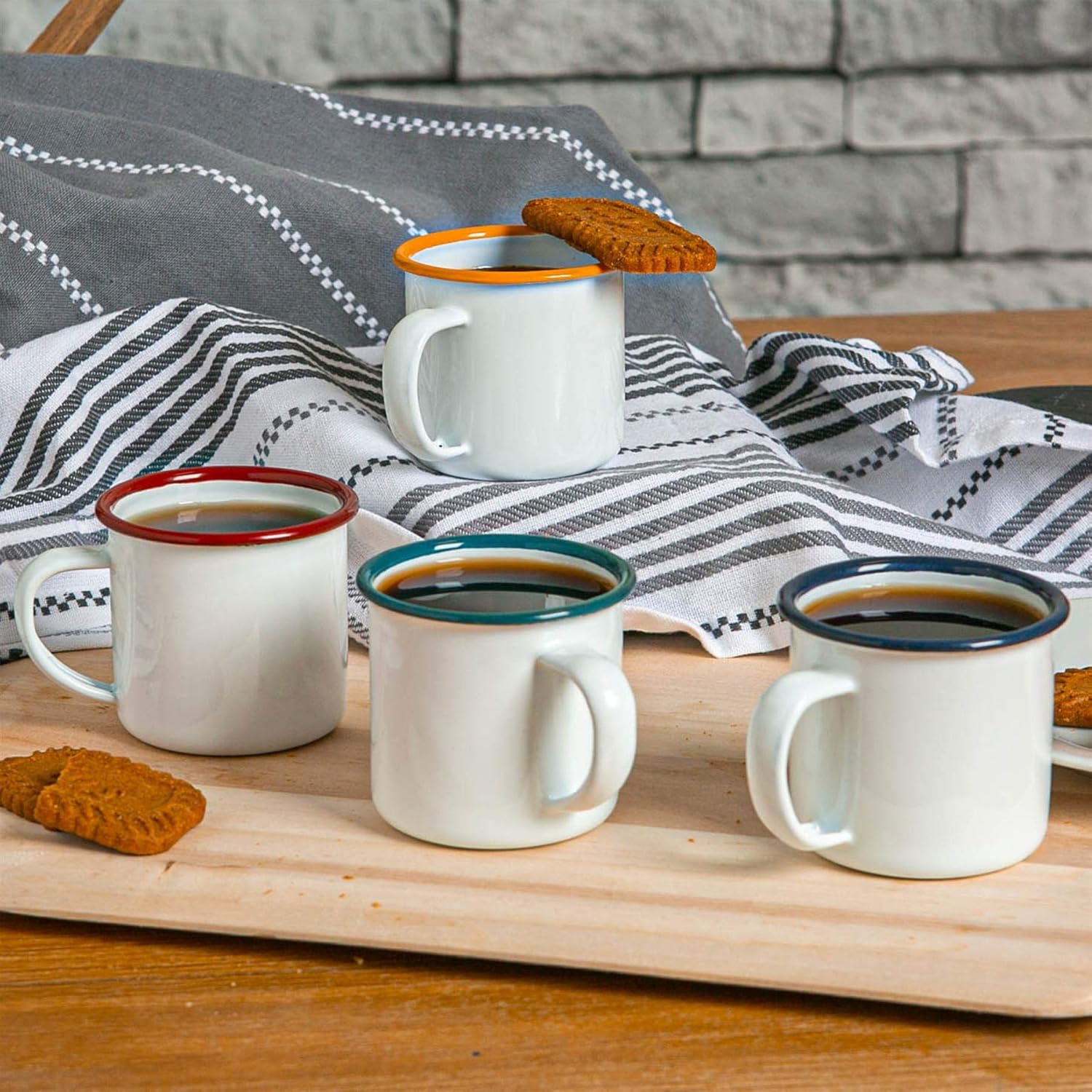 Argon Tableware Espresso Cups - 130Ml - Pack of 6 - Red Small Metal Insulated Coffee Mugs Lightweight Camping Cups for Drinking Tea, Hot Chocolate, Coffee image number 4