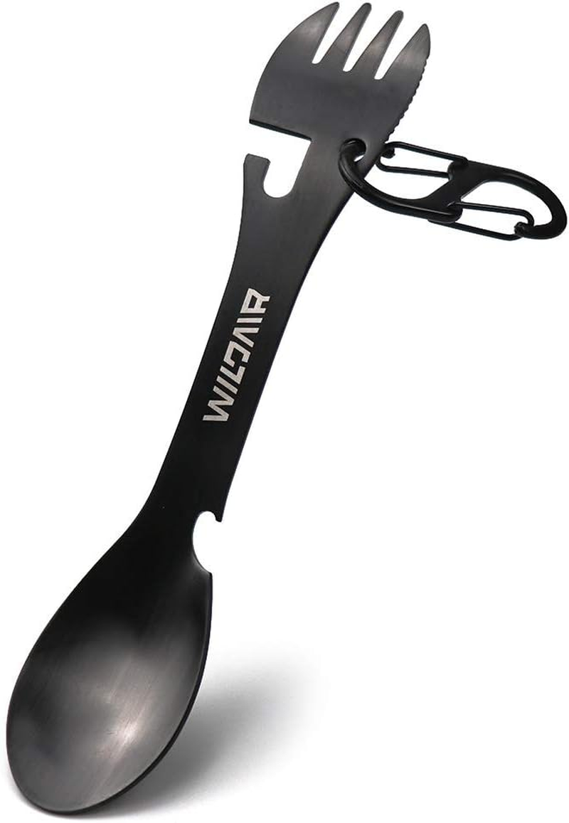 WILDAIR Stainless Steel Spork Camping Utensil with Knife Spoon Fork Bottle Can Opener 5 In1 Functional Multi Flatware image number 3