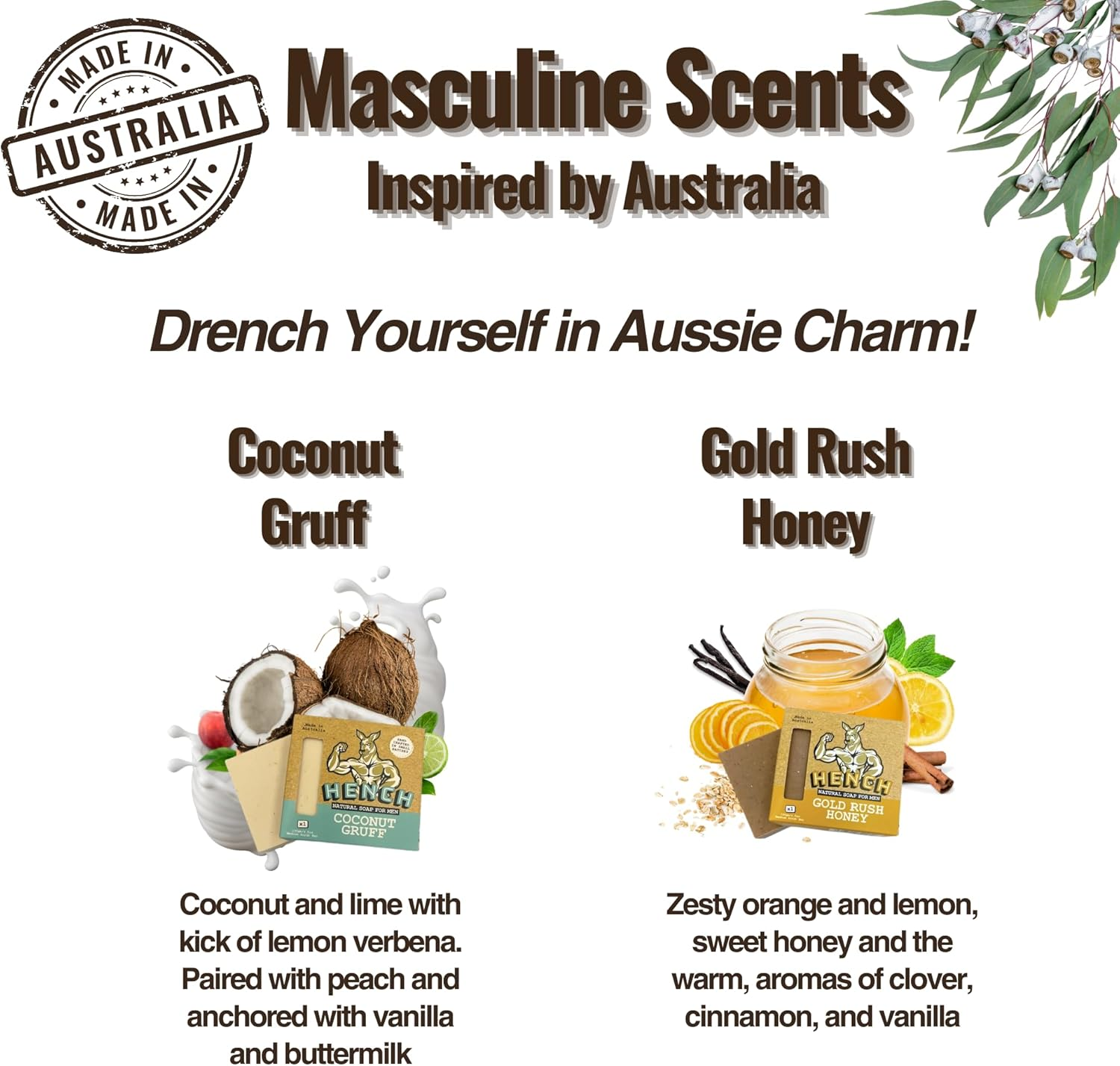 Mens Soap Bar 4 Pack Handcrafted Natural Soap for Men Exfoliating Moisturising Man Soap Palm Oil Free and No Harsh Chemicals Soothes Dry Irritated Skin image number 4