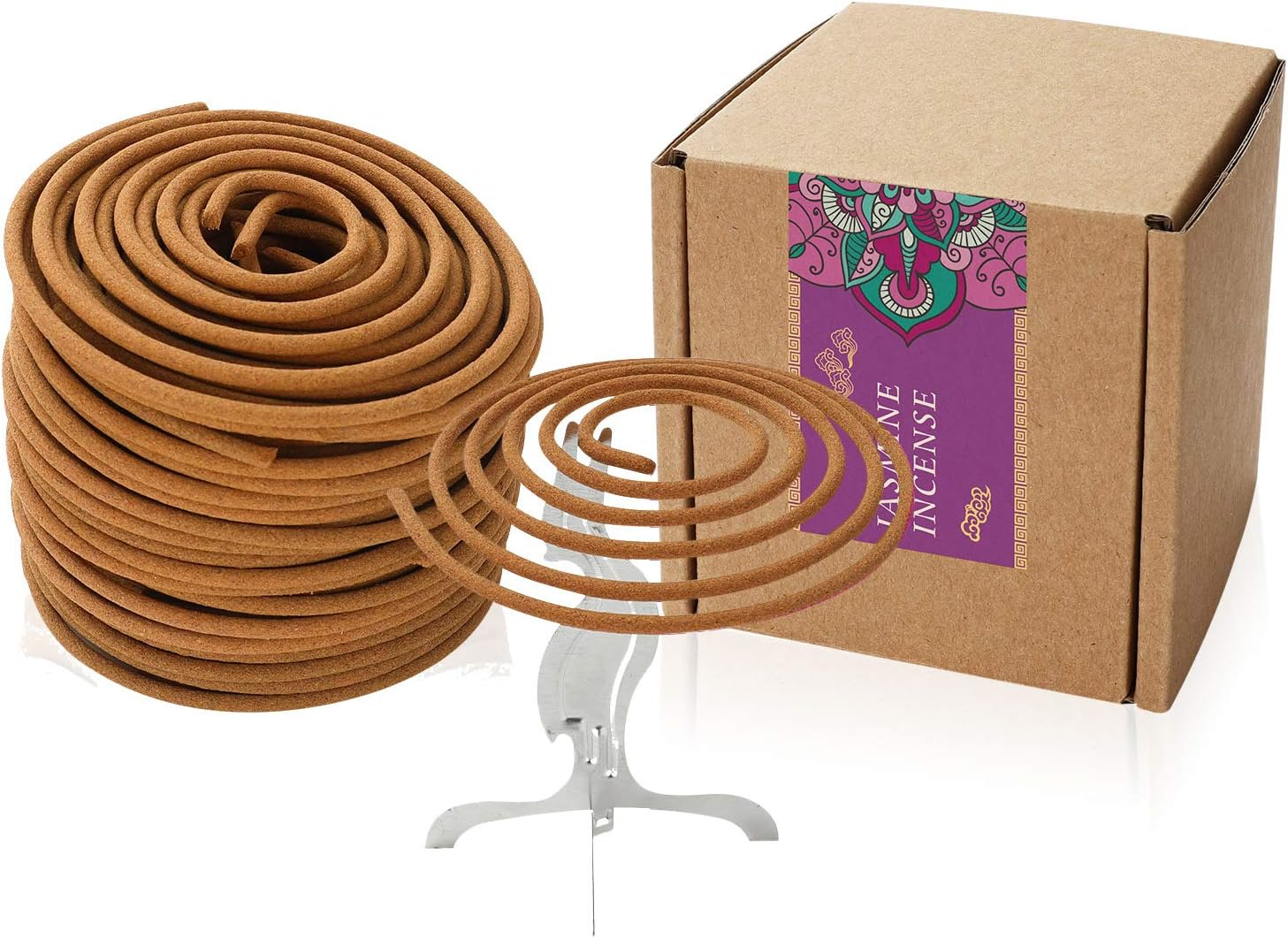 Jasmine Incense Coil Fragrant Floral Spiral Fragrance into Home Decoration into Incense Burner Lasting Fragrance (Jasmine Incense) 24Pcs / Box