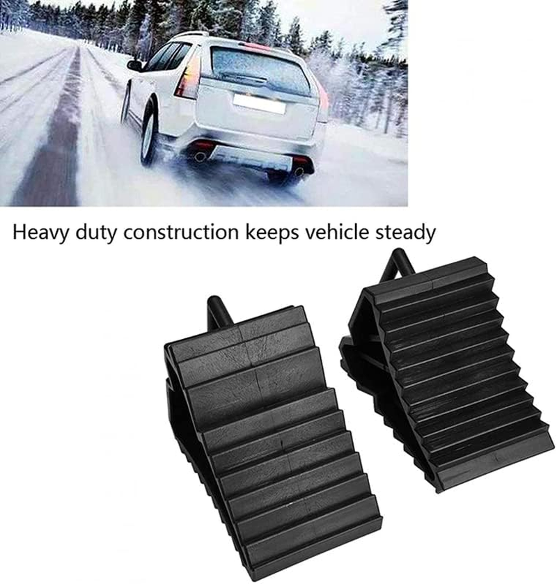 4PCS Heavy Duty Rubber Wheel Chocks with Handle, 15.5 * 9 * 9.8Cm, Solid Durable Tire Chock for Car, Travel Trailers, RV, Truck, and ATV image number 1