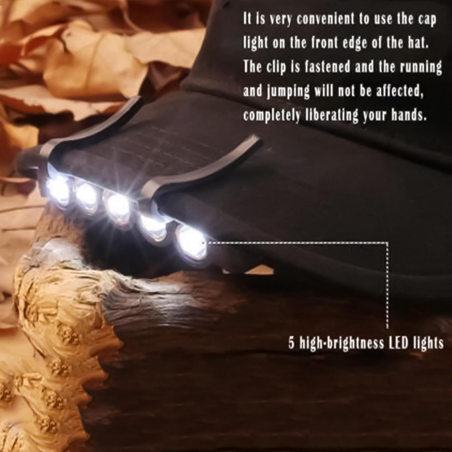 Led Hat Clip Light, Hat Brim Led Lamp, Cap Light with 5 Leds, Bright Hat Clip-On Lamp Headlamp Waterproof Ultra Bright Adjustable Hands-Free Equipment Hat Brim Headlamp Use for Hiking Camping image number 5