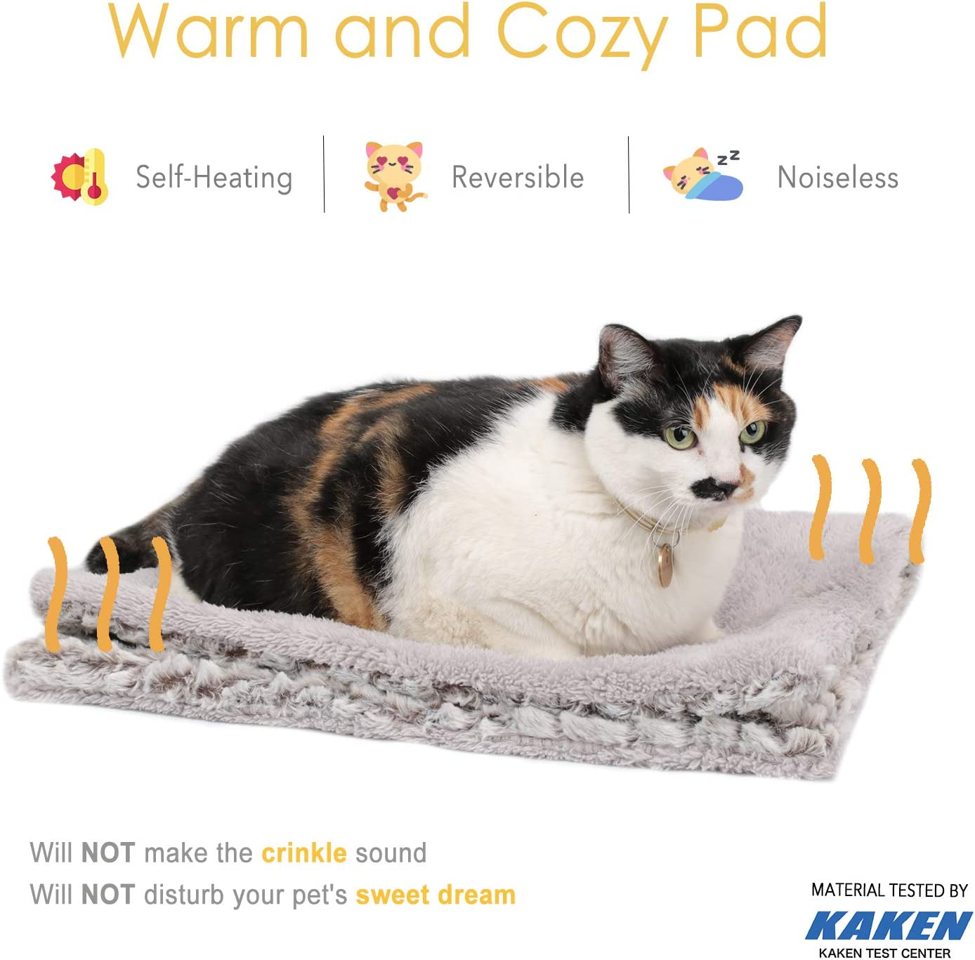 MORA PETS Self Heating Cat Bed Heated Cat Blanket Washable Warming Pet Pad Electric-Free Heat Bed Puppy Cushion Small Thermal Mat Reversible 70 X 47 Cm image number 4