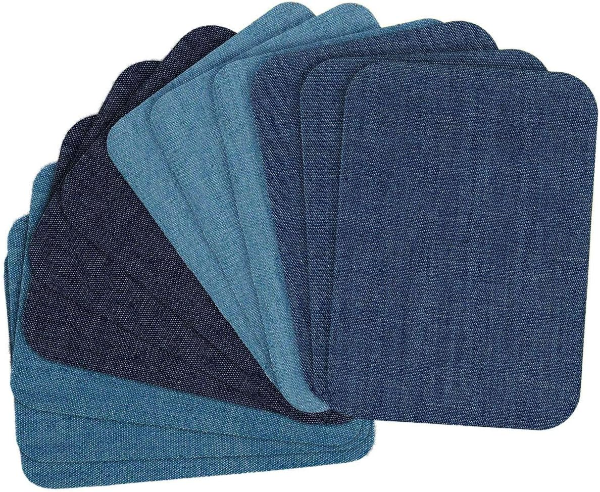 Jeans Denim Patches, 12Pcs Denim Ironing Repair Cloth, Blue Iron on Pants Patches for Jeans and Clothing Repair, 4 Shades of Blue image number 5