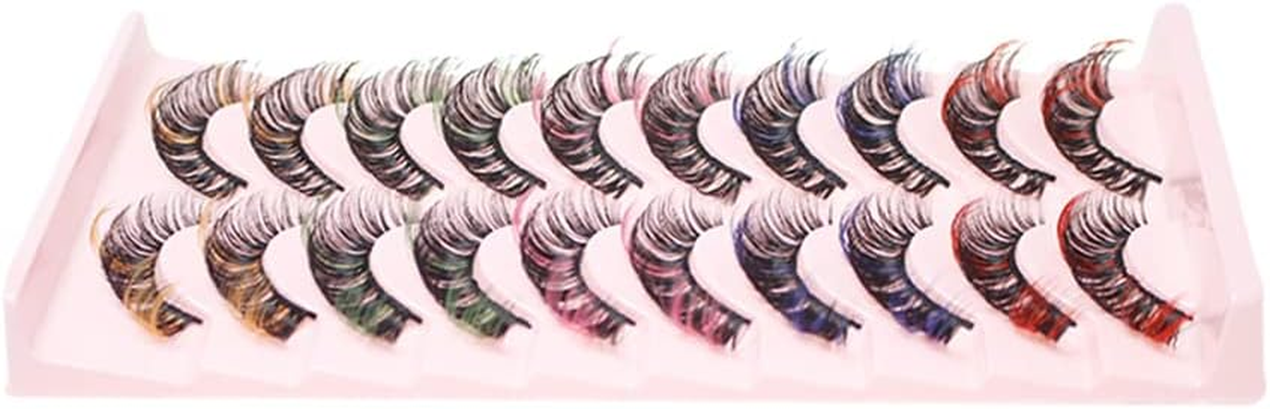 False Eyelashes Coloured Russian Strip Lashes D Curl Wispy Natural Faux Mink Eyelashes Colourful False Eyelashes Makeup for Party Halloween Cosplay (Mix-01) image number 1