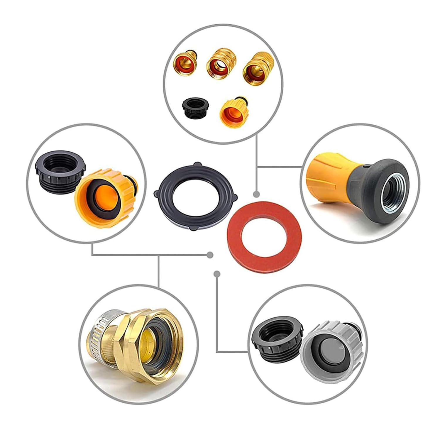 100Pcs Garden Hose Washer Rubber, Heavy Duty Rubber Washer Fit All Standard 3/4 Inch Garden Hose and Water Faucet Fittings (Black) - Red image number 6