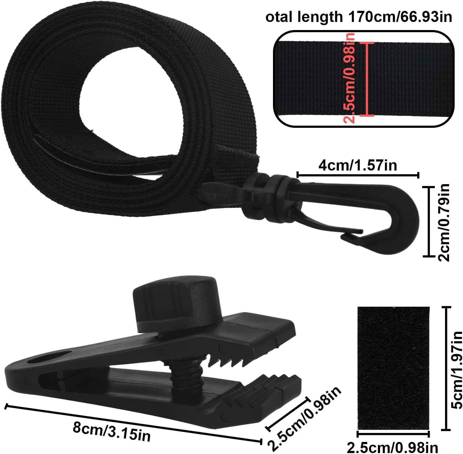 24Pcs Pool Solar Cover Reel Attachment Kit, Inground Swimming Pool Solar Blanket Straps Includes 8 Hooked Straps Clips & 8 Touch Fasteners image number 3